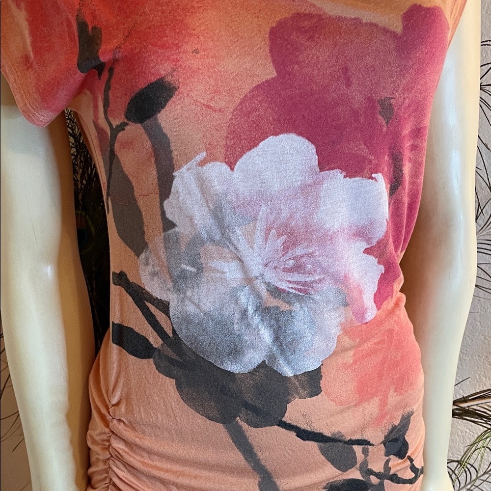 New York & Company Orange Floral Off-Shoulder Top - Picture 2 of 5